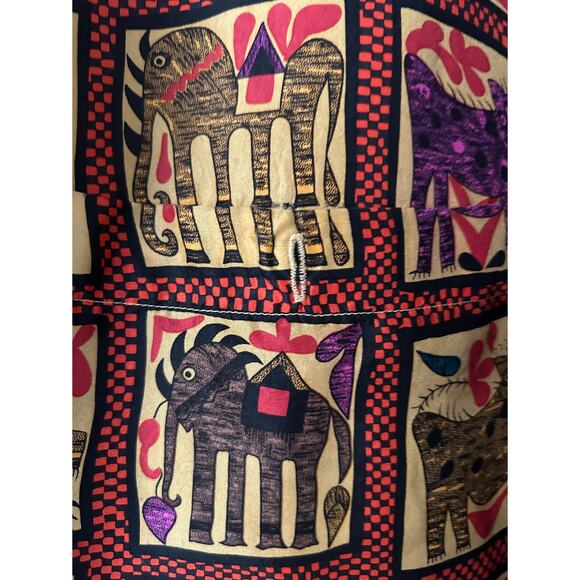 Vintage 90's Silk Club Button Up Shirt Mens M Red Animal Print Retro Classic - Picture 5 of 10